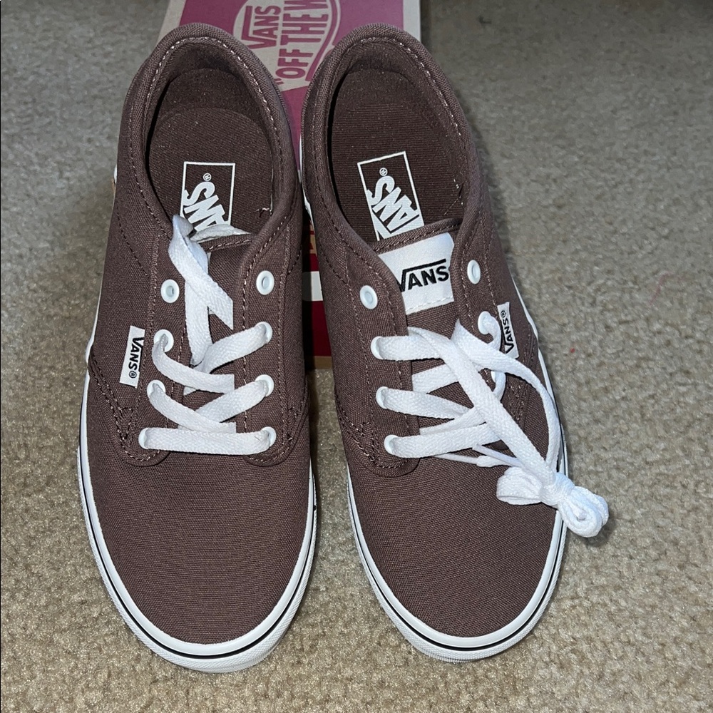 NWT Vans Chocolate Canvas Sneakers with White Accents
